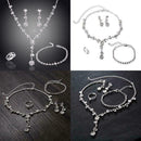 Fashion Women Rhinestone Crystal Earrings Necklace Bracelet Wedding Jewelry Set