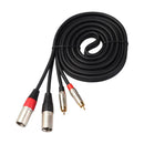 Dual XLR Male to Dual RCA Male Patch Cable - 2-XLRM to 2-RCA Audio Cord 1.8M