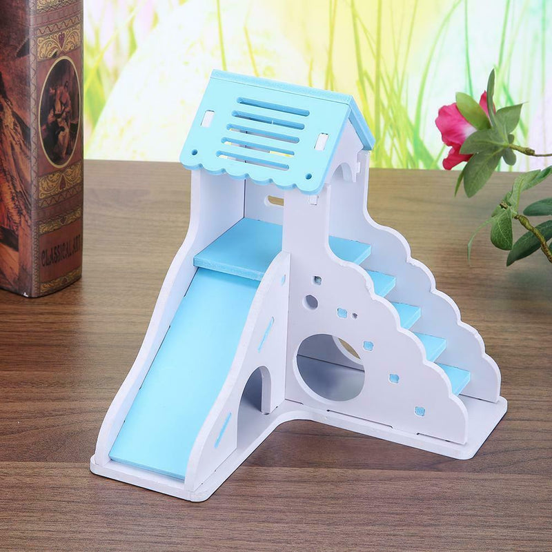Waterproof Removable Stairs Double Layer Villa Hamster Sleeping Nest(Blue)