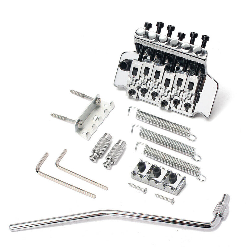 6 String Durable Tailpiece Double Tremolo Bridge Saddle Replace Parts Chrome