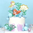 6PCS Starfish Mermaid Happy birthday Cake Toppers Cupcake Baby Shower DIY Gi Gw