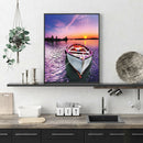 5D DIY Full Round Drill Diamond Painting Sunset Ship Cross Stitch Mosaic