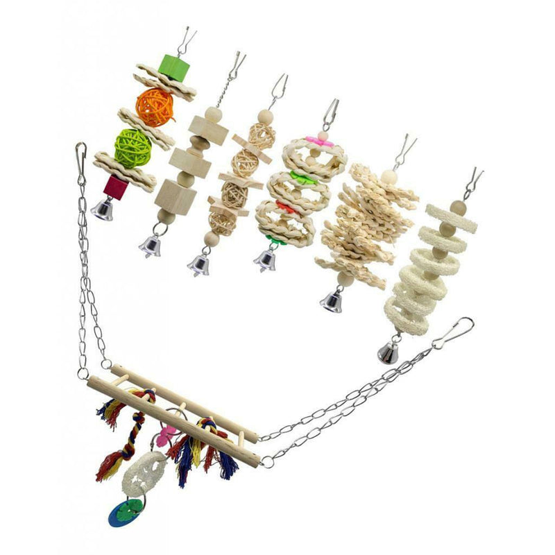 7x BIRDS CHEW TOYS CAGE HANGING SWING LADDER TOYS FOR SMALL TO LARGE PARROTS