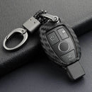 2 Sets Car Key Case Cover Fob Holder Carbon Fiber Smart For Mercedes-Benz