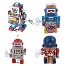 4x Retro Windup Walking Drum Robots Clockwork Tin Adults Toys Gifts Room Decor