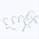 10Pcs Jewelry Rhinestone Surgical Steel Screw Nose Hoop Ring Studs Body Piercing