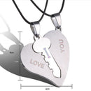 1Pair I Love You Lock Key Heart Stainless Steel Pendant for Couple Neckl Kw