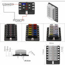 12 Way Spade Terminal Blade Fuse Box Holder with LED Light Kit for Car Boat K1O9