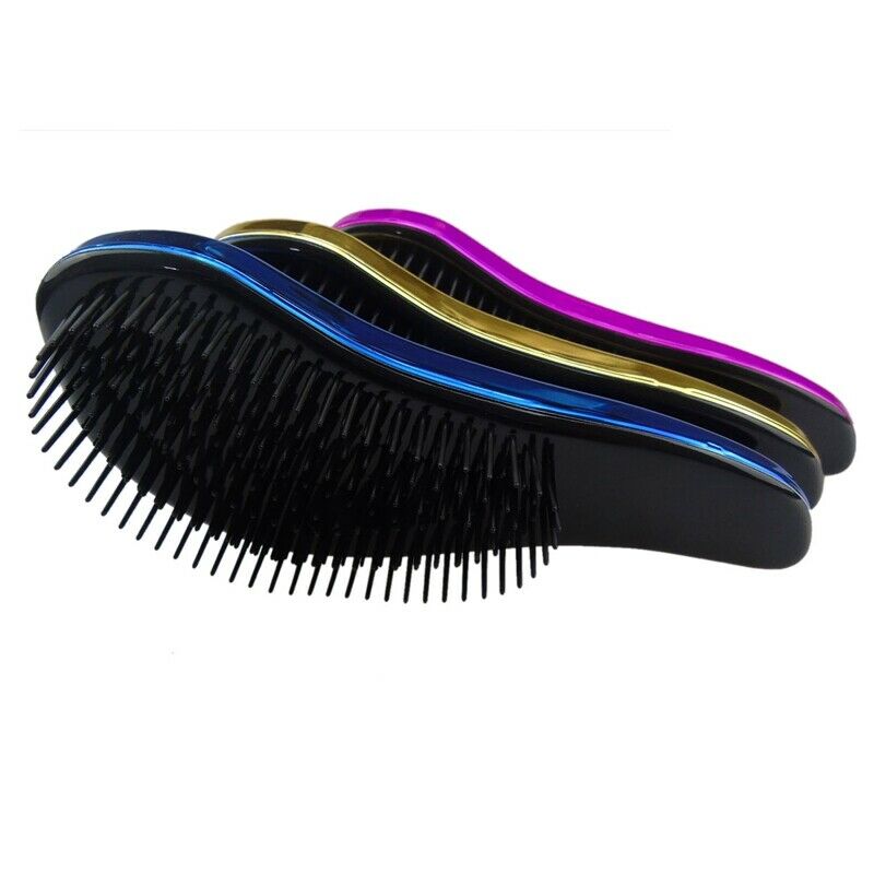 1pc Magic Anti-Static Hair Brush Handle Plastic Electroplate Comb Shower Sh L6M5