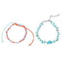 Fashion Natural Stone Charms Anklets Bracelets Set For Women Handmade Strin