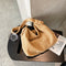 Plush Women Shoulder Messenger Bag Solid Big Capacity Shoulder Tote (Khaki)