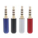 3.5mm 1/8inch 4-Pole TRRS Male Plug Repair Headphone Jack Adapter Black