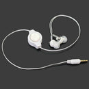 White Retractable In-Ear Earphone Headset Earbuds For MP3 MP4 Mobile Phone Music