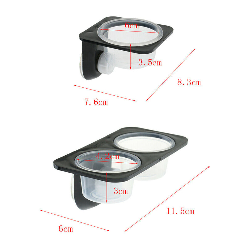 3Pcs Automatic Plastic Reptile Feeders Water Bottle Double Dish with Suction Cup