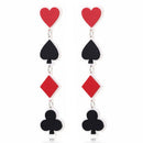 Fashion Acrylic Poker Card Heart Spade Diamond Long Stud Earrings Women Jewel OZ