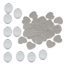 60Pc Metal Flat Heart Oval Blank Stamping Charms Tag Pendants Jewelry Making