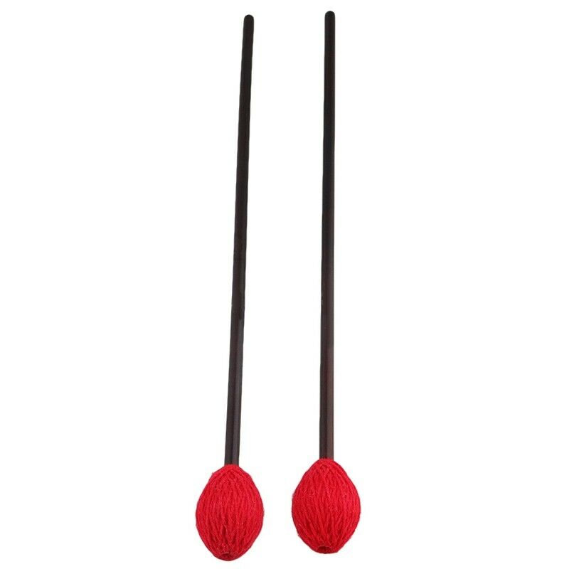 16 Inch Red Dark Brown Medium Hard Marimba Mallets 34Mm Yarn Head Maple Sha