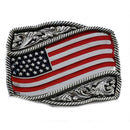 Us Flag With Flower Belt Buckle suitable for 4cm wideth snap on beltB Hn