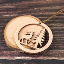 Wooden Christmas Ornament Deer and Tree pattern Xmas Tree PendantsSEAU