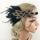 Handmade Feather Headband - Flapper Feather Headpiece - 1920s Beaded Headband