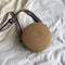 Handmade Straw Weave Round Women Small Beach Shoulder Bags (Dark Khaki)