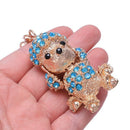 Poodle Dog Rhinestone Crystal Keyring Charm Pendant blue C5E5