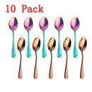 10pcs/set Stainless Steel Tea Spoons Iced Coffee Cafe Cutlery Teaspoons