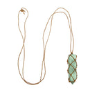 Natural Stone Necklace Green Fluorite Stone Quartz Pendant With Rope