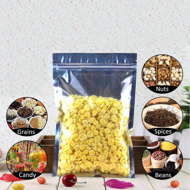 100 Pcs Clear Aluminum Foil Bag Self Seal Zipper Ziplock Packing Food Bag R U9E1