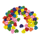 100pcs Colorful Wood Love Heart Buttons Embellishment Sewing Craft 11x12.5mm