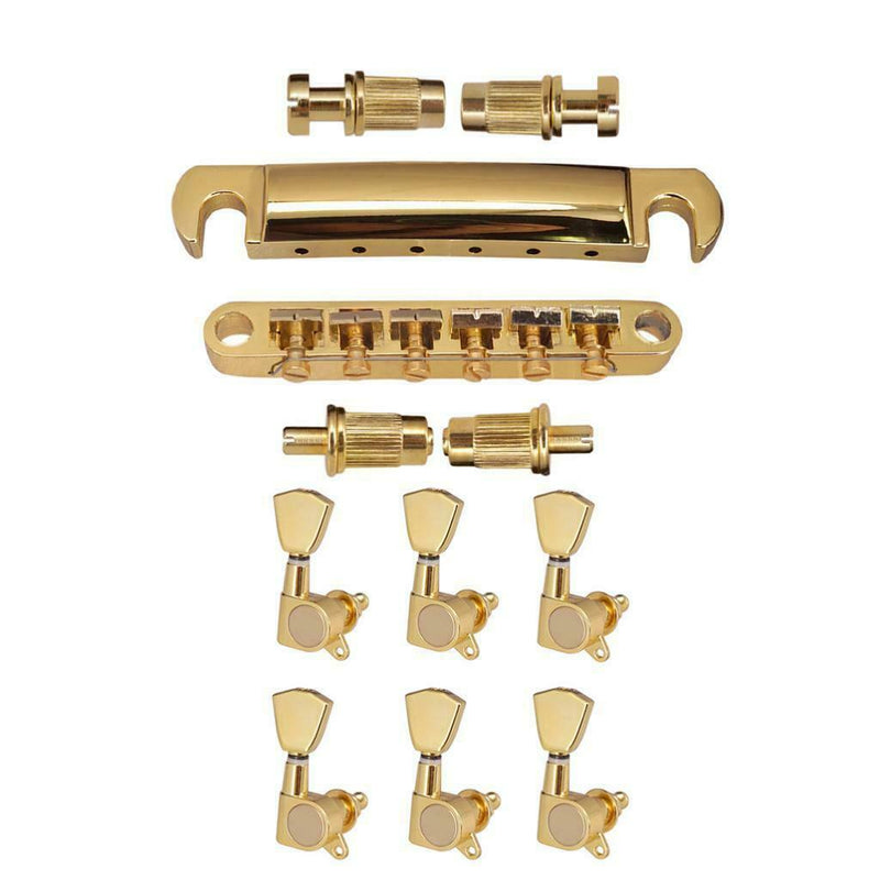 Electric Guitar Roller Saddle Tailpiece & 6R Tuner for Les Paul EPI Tune Or