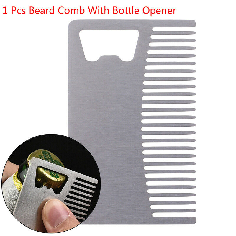 Portable Stainless Steel Beard Mustache Hair Beard Care Comb With Bottle Open 3C