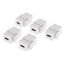 5Pieces Wall Plate Keystone Jack USB C Type C Female/Female, Coupler Type, White