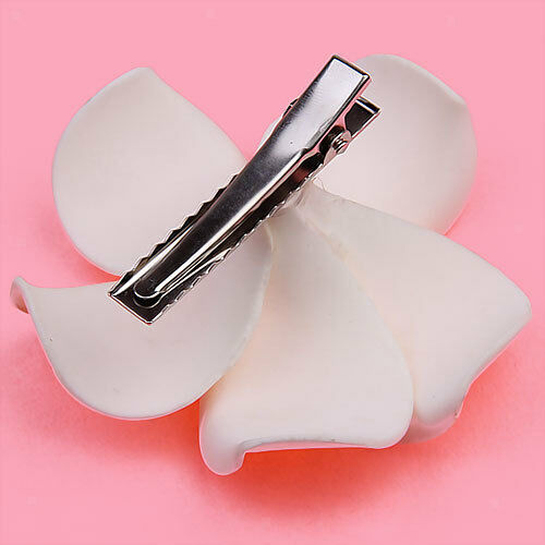 Woman Hawaiian Frangipani Plumeria Flower Hair Clip Pin Brooch Accessory Yellow