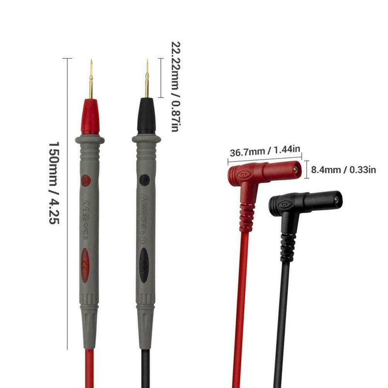 2pcs Universal Digital Multimeter Pens Lead Probe Wire 1000V 20A Ammeter
