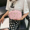 Lace Flower Shoulder Handbags Women Chain PU Leather Crossbody Bags (Pink)