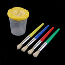 5 Pcs Paint Cups with Lids No Spill Paint Cups with Paint Brushes for Kids,