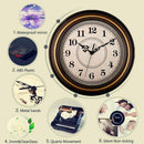1X(12-Inch Silent Non-Ticking Round Wall Clocks, Wall Clocks Decorative Vin