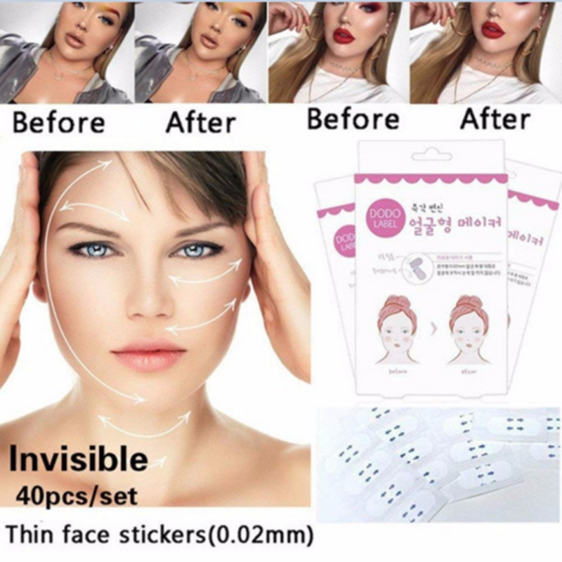 40pcs V Shape Face Lift Up Fast Work Maker Chin Adhesive Tape Face Lift Tool YK