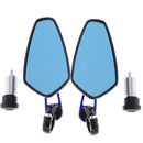 Motorcycle Metal Handle Bar End Rearview Side Mirrors 7/8inch(22mm) Blue
