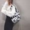 Fashion Cow Print Shoulder Bag Women Plush Totes Large Capacity Handbag (A)