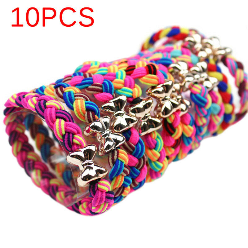 10X Bow Headwear Hair Ties Rope Hairband Elastic Hair Bands Girls AccessoriesJ,a