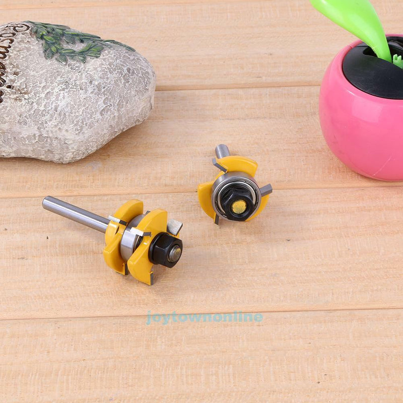 2Pcs Alloy Tongue & Groove Router Bit Set 3/4 Stock 1/4 Shank Woodworking Tools