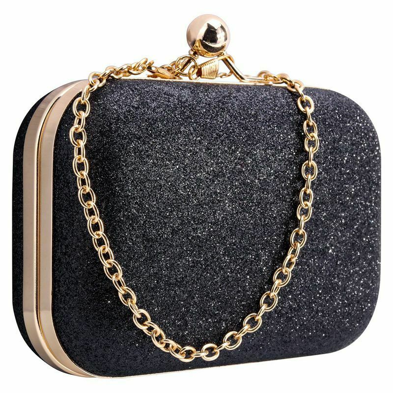 Women's bling evening party handbag Wedding ball clutch bag with chain Mini B7E4