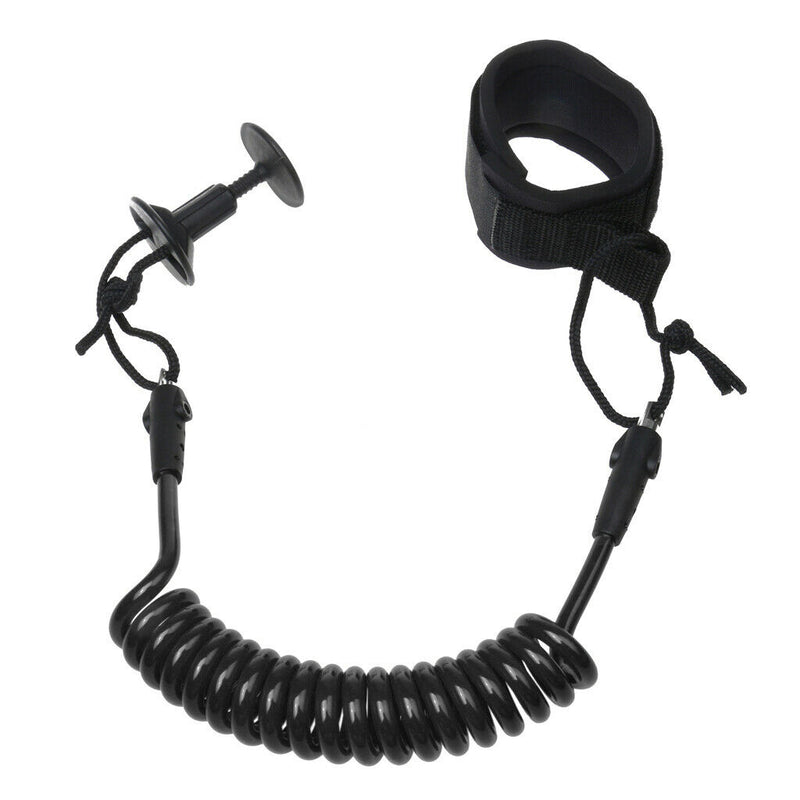 Wrist Coil Leash Surf Board Coiled Cord 4FT7MM Black for Sporting