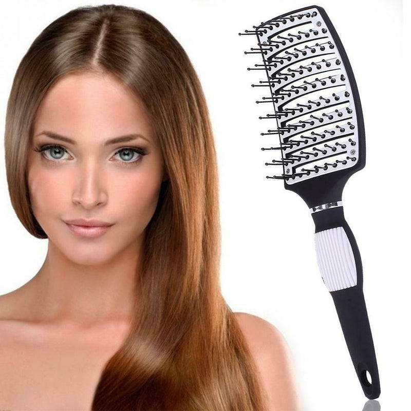 Unisex Detangling Hair Brush Curved Massage Pins Vented Hairbrush Detangler