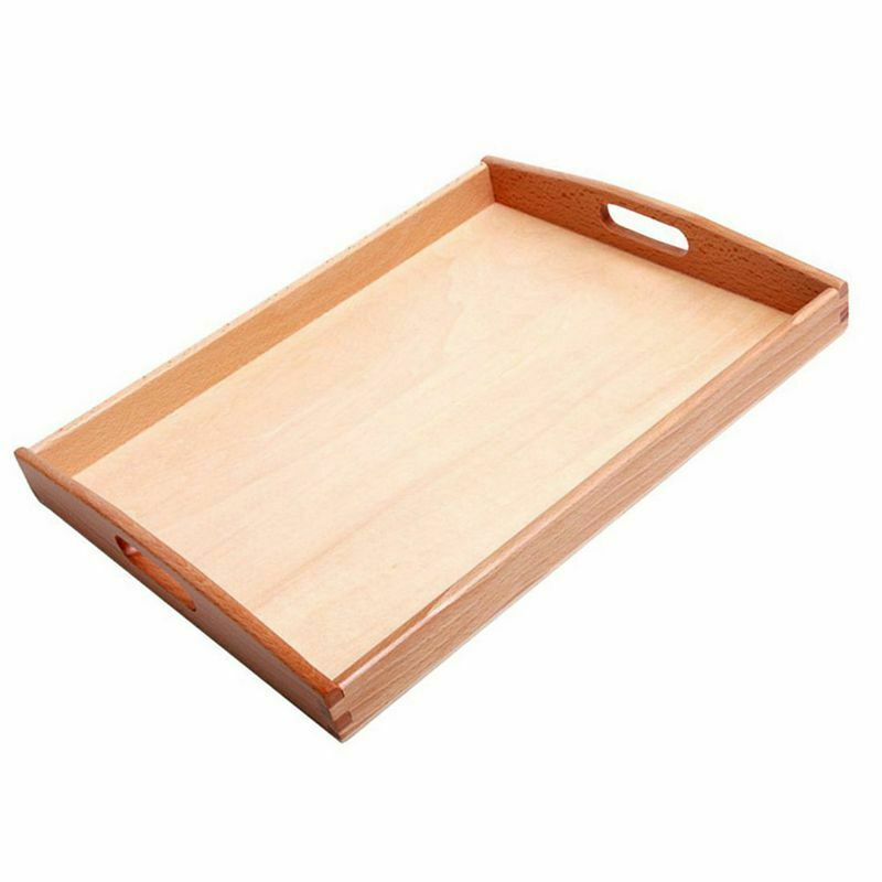 Small Montessori Rectangle Tray Cubes Beads Toys Holder With Handle E6Z8