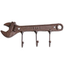 1Pc Retro Wall Hanger Sturdy 3 Hook Metal Wrench Shaped Hanger Coat Rack Co