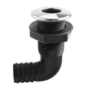 Stainless/Nylon 90 Degrees Thru-Hulls for Hose, 1 inch Threaded Hose Barb Drain