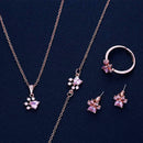 4pcs Pet Animal Footprints Paw Chain Necklace Bracelet Ring Drop Earing Set A